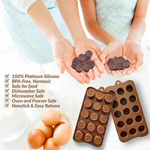 Kitchenatics Nonstick Bpa-Free Small Silicone Molds For Candy, Emoji Molds Silicone For Mini Candy Molds, Jello, Gummy Candy, Silicone Baking Molds For Kids Adults, Smiley Face Mold Silicone Set, 4 Pc #TOP4
