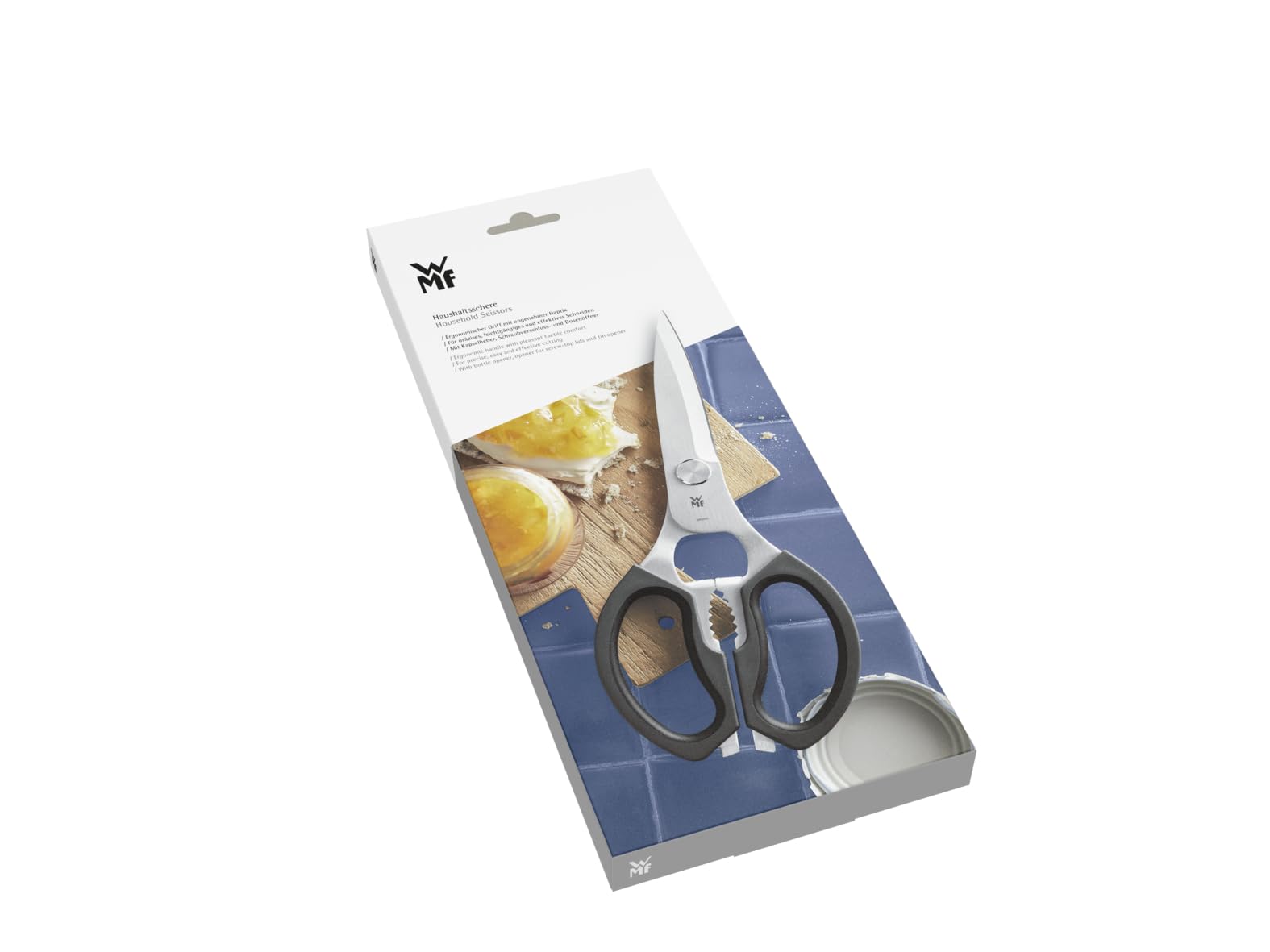 WMF Forbici da cucina 23 cm, acciaio inossidabile Cromargan, manico in plastica, forbici universali con apribottiglie e sollevatore di lattine, Grigio scuro