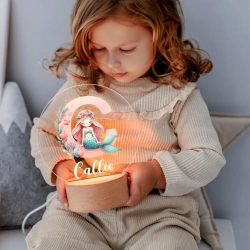 Lámpara de noche para niña sirena personalizada miniatura 2