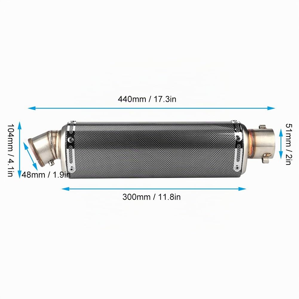 Tubo Del Silenciador De Escape, Punta Del Silenciador, Tubo De Escape Universal Para Scooter De Motocicleta De 51 Mm / 2 Pulgadas Ajuste De Textura De Fibra De Carbono Para R3 R6 R15