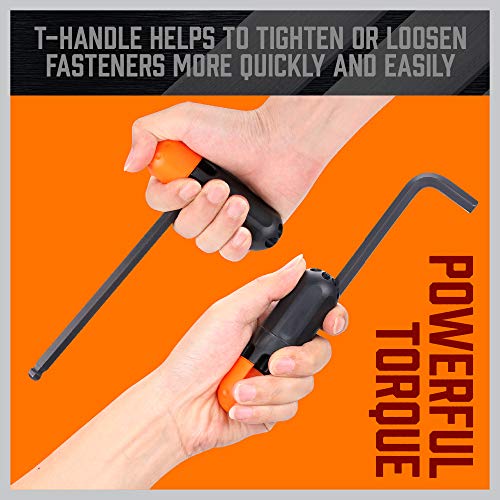 Horusdy Allen Wrench Set, Hex Key Set Long Arm Ball End Hex Wrench Set, Inch/Metric T Handle Allen Wrench Set #TOP3