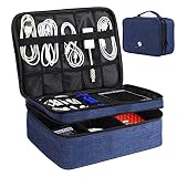 Travel Electronics Organizer, Waterproof Cable Organizer Bag for Electronic Accessories Double Layer