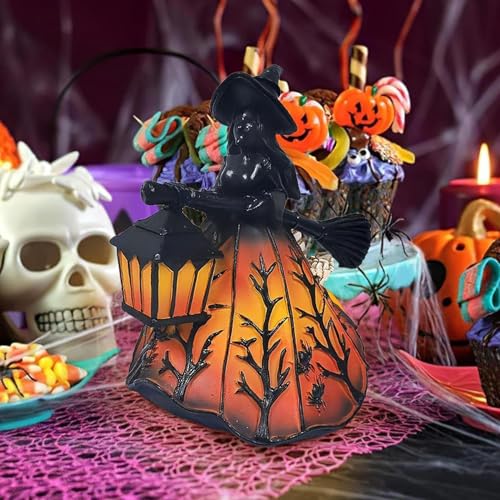 Lámpara de bruja de Halloween en resina para escritorio y decoración interior 4