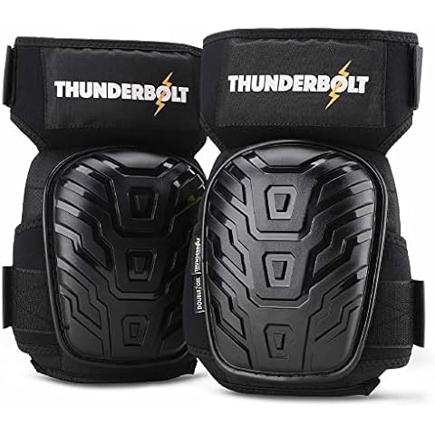 Thunderbolt Knee Pads for Work with Heavy Duty Gel Cushion Perfect for Construction, Flooring and Gardening with Adjustable Non-Slip Straps Cover