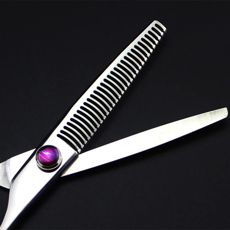 Professional Hair Cutting Shears, Professional Japan steel 6 inch Curved ax Teeth hair scissors barber thinning shears hairdressing scissors (Color : Thinning)
