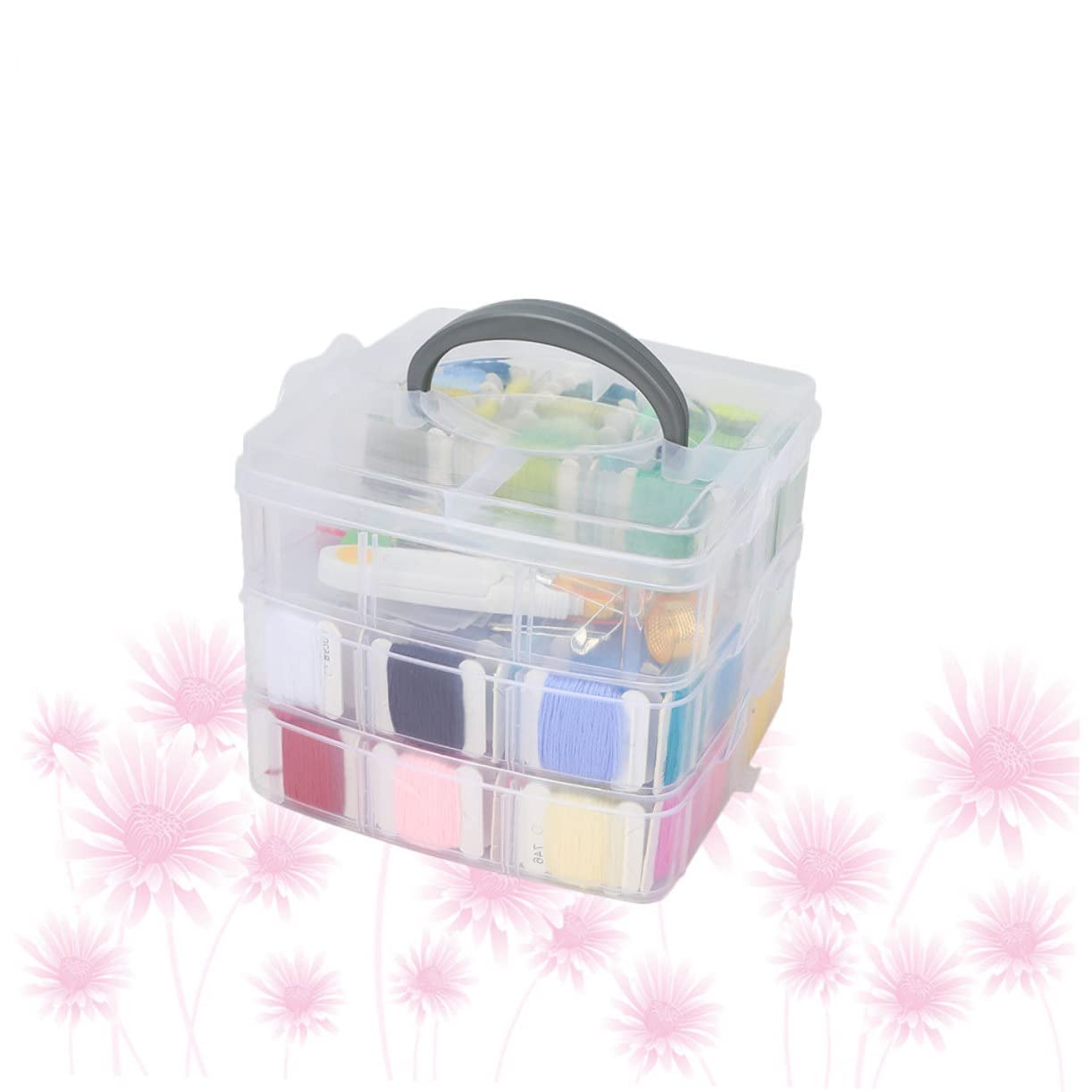 BATHVEVE Hilos de Bordar Kit de Herramientas Tablero para Bobinar Hilos con Accesorios y Caja de Almacenamiento para Costura DIY Casa para Mujeres y Niñas