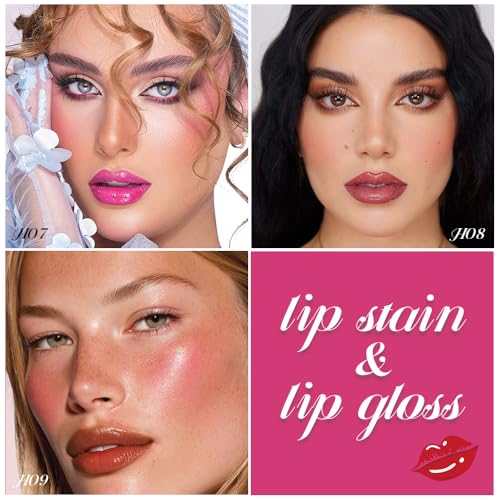 Image of evpct ‌3Pcs Matte Liquid Lipstick Marker Pen Lip Liner Combo Set with Lip Oil, Shine Finish, Mauve Hot Pink Red Brown 2 in 1 Lip Gloss Tint Stain Color Lipstick Long Lasting Waterproof for Women