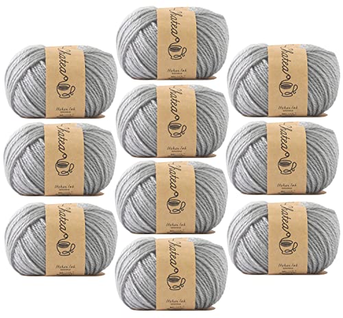 原ウール Knitworm 毛糸 10玉セット チャティアクリル並太 並太 30g(約66m) アクリル100% 6.ソーダ（Amazon）