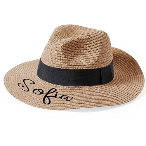 ELISA BOTELLA Sombrero Personalizado con Nombre, Sombrero para la Playa, Sombrero Despedida de Soltera Color Beige