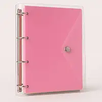 Fichário Universitário Pasta Organizadora 4 Argolas Transparente Rosa