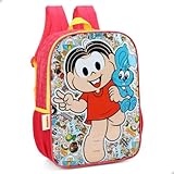Mochila Escolar, Infantil, Turma da Mônica, G, Vermelha - Luxcel