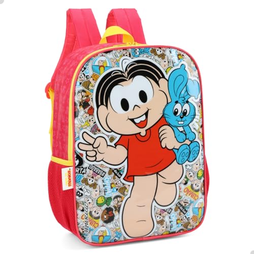 Mochila Escolar, Infantil, Turma da Mônica, G, Vermelha - Luxcel