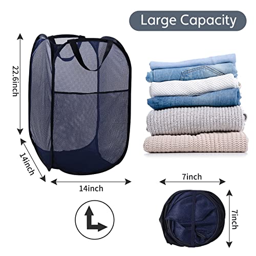 Tsazzz 2 Packs Pop Up Laundry Hampers Mesh Laundry Basket With 3 Size Laundry Bags Durable Handles Square Mouth Collapsible Clothes Hamper For Travel College Dorm Laundry Room Gray Navy #TOP2