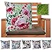heimtexland ® Outdoorkissen Dekokissen Schmutz- und Wasserabweisend Landhaus Garten Outdoor Kissen Rosen Pink Grün Typ675