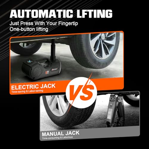 Image of Electric Car Jack kit 5 Ton 12V (Lifting Range: 6.1~20.8 inch) Hydraulic Jack with Manual Wrench and Tire Inflator Pump, Car Lift Set Floor Jack for Car Tire Change with LED