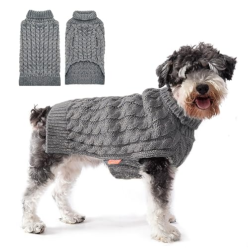 KYEESE-Small-Dogs-Sweaters-Grey-with-Golden-Thread-Turtleneck-Dog-Sweater-Cable-Knit-for-Cold-Weather