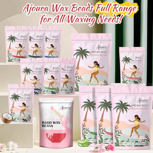 Image of Ajoura 2.5 lb Unscented Hard Wax Beads for Hair Removal, Brazilian Bikini Wax Refill for Full Body Women Men, Ideal for Legs, Face, Brazilian, Bikini, and Underarms, at Home Waxing for Sensitive Skin