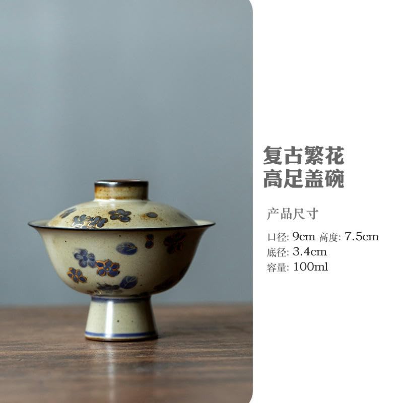 Zestaw do herbaty Chiński zestaw do herbaty, 100 ml 9 * 7,5 cm Retro Gaiwan Filiżanka Ceramiczna Kielich Ręcznie Malowane Ceramiczne Filiżanki do Herbaty Chińskie Do Na Prezent I Domu