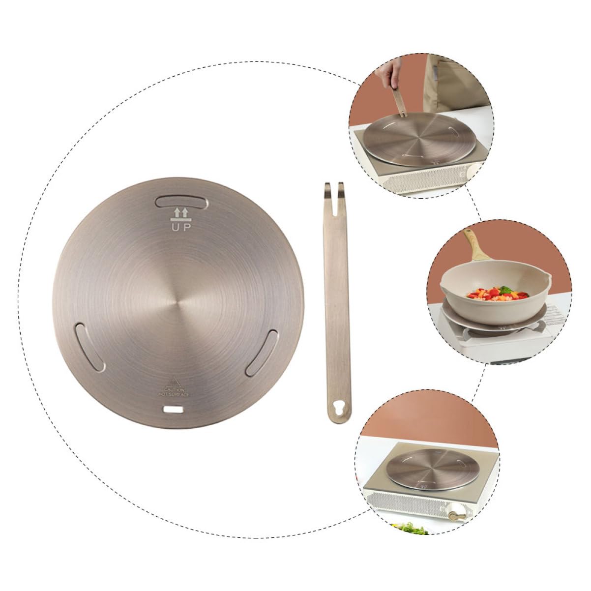 Induktionsplattenadapter Wärmeverteiler aus Edelstahl und Aluminiumlegierung mit Glatter Oberfläche für Induktionskochfeld und Elektroherd