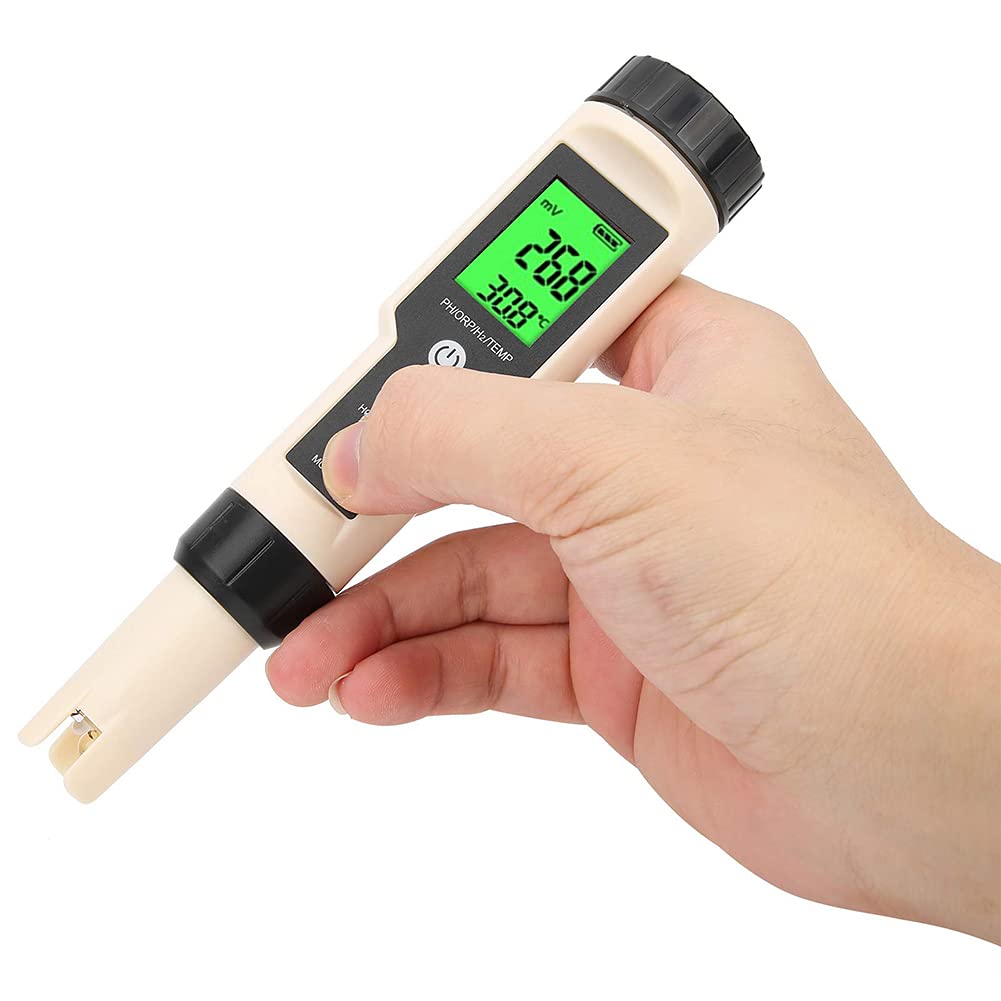ERNZI Tester di qualità dell'Acqua, misuratore di Temperatura PH ORP Portatile, rilevatore di qualità dell'Acqua H2 4 in 1, con Elevata precisione, per testare l'acqua, Piscine, Laboratori
