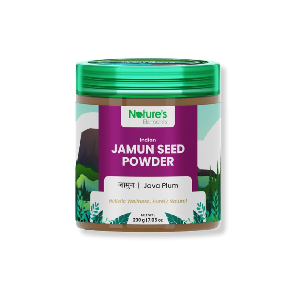 Nature's Elements Jamun Seed Powder - 100% Pure and Herbal Ayurvedic Powder for Natural Support in Blood Sugar (Diabetes) & Digestive Health (Java Plum Seed Powder) - 250 grams