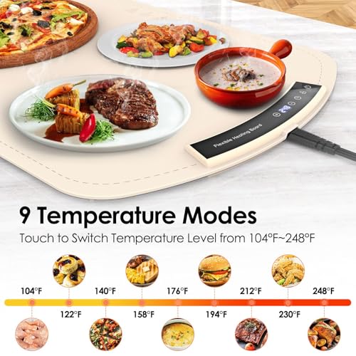 Image of Food Warming Mat, Electric Warming Tray for Buffets & Parties, Silicone Heating Mat for Food with 9 Temperature Settings, Roll-Up Storage, 25.8 inchx15.6 inch
