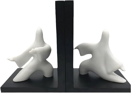 1 Pair Samurai Statue Bookends, Book Holder for Desk, Book Dividers for Shelves for Desktop Organizer, Heavy Duty Bookends for Home or Office Shelf, Three Specifications White,Style 2