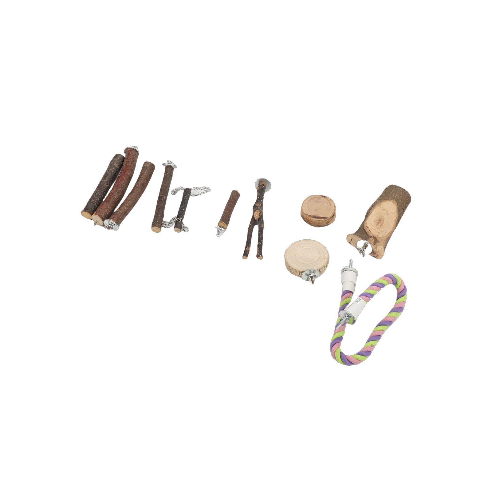 Kit de variété en bois naturel pour enrichissement de cage à oiseaux durable
