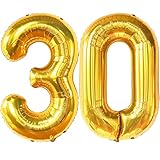 Katchon, Gold 30 Balloon Numbers - 40 Inch | Gold 30th Birthday Balloons for Happy 30th Birthday Decorations for Him | 30th Balloons for Her | 30th Anniversary Decorations | Gold Birthday Decoration