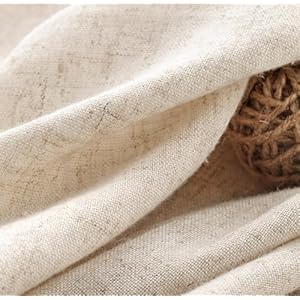 Awellife Linen Farmhouse Shower Curtain with A Ruffle Shower Curtain for Bathroom Beige Natural 72×72 12 Hooks