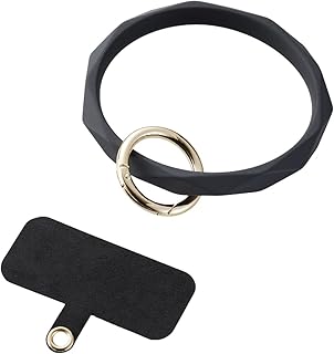 エレコム スマホ ハンドストラップ &me 可愛い シリコンリング ストラップホール付属 落下防止 ブラック P-STHSIDBK