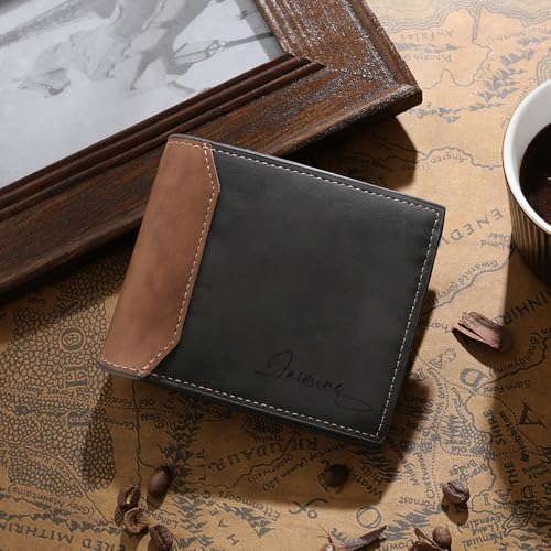 Image of Fathers Day Wallet Gift for Dad,Personalized Custom Photo & Name Wallets for Men Husband,Customized Leather Picture Wallet for Father's Day,Valentine's Day (Style 3)