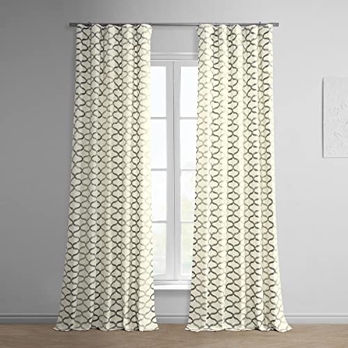 Image of HPD Half Price Drapes Modern Wavy Geometric Printed Luxury Cotton Curtains 84 Inches Long (1 Panel) Room Darkening Window Curtains for Bedroom & Living Room, 50W x 84L, Wavy Silver Grey