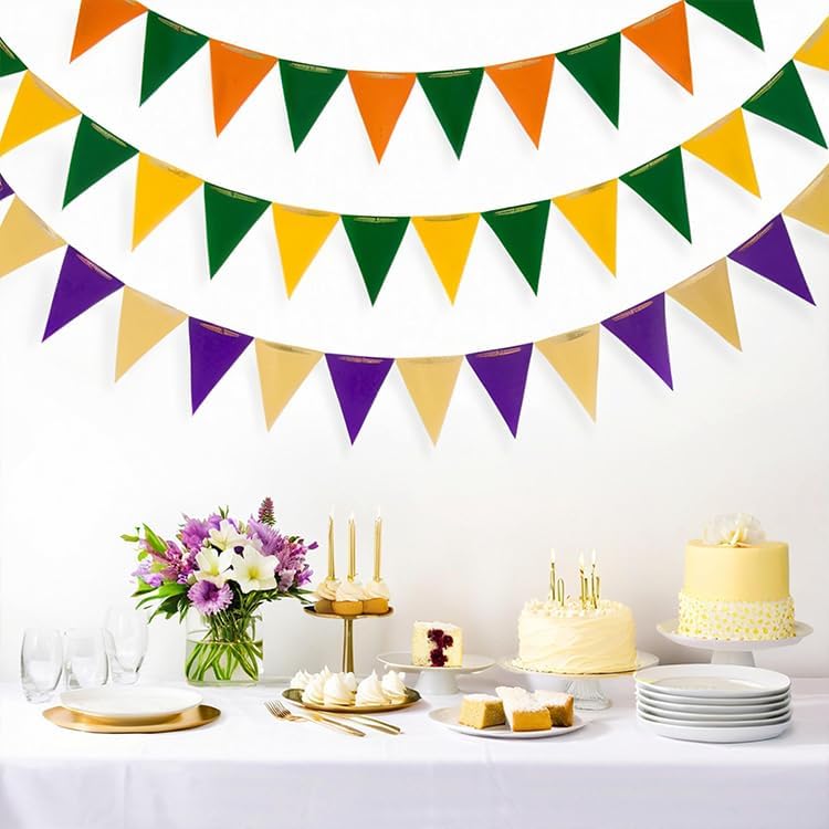 Navy Blue and Yellow Pennant Banner - Heavy Duty Triangle Flag Garland for Maritime Parties, Graduation Decor, Indoor Outdoor Nautical Theme Decoration (36pc Set) - Image 3