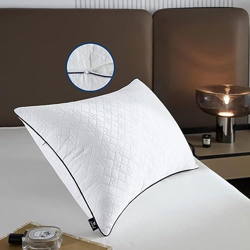 Miniatura 8 de Juego de 2 almohadas de cama de primera calidad para dormir tamaño King relleno alternativo almohada suave con refuerzo para personas que duermen de