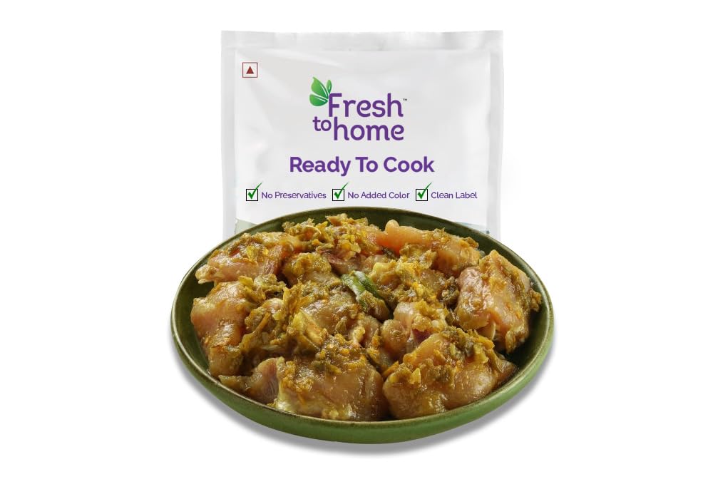 FreshToHome Andhra Spicy Green Chilli Chicken | 300g Pack | Ready-To-Cook | No Added Preservatives-image-46