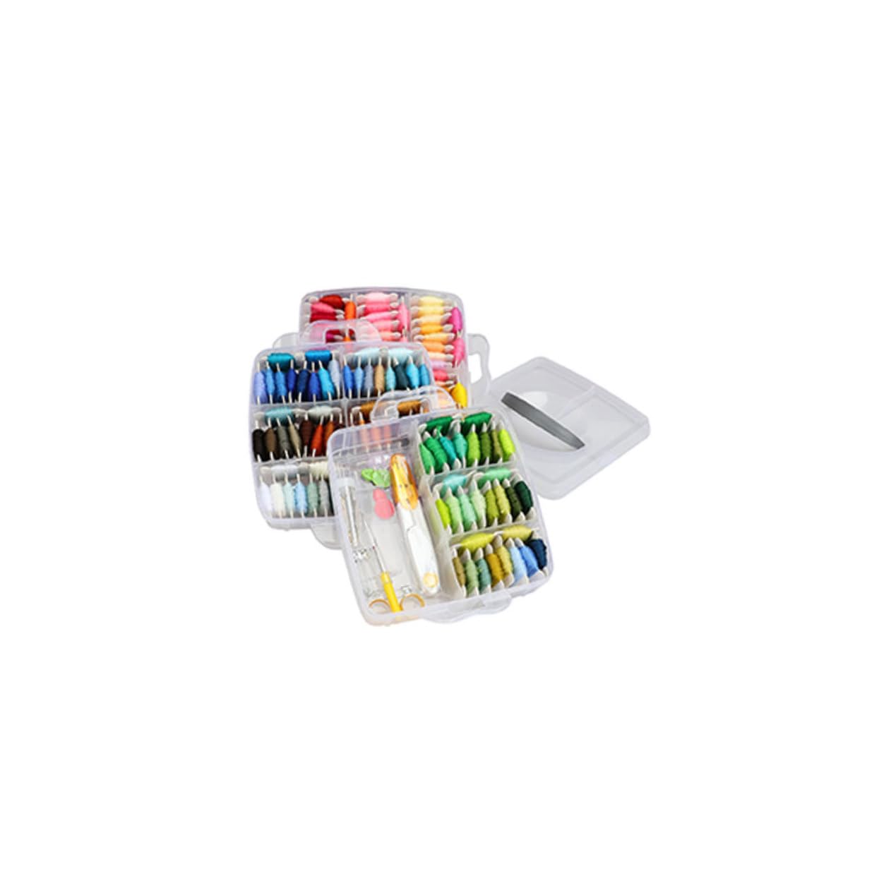 OSALADI Kit Ricamo con Fili Colorati e Accessori di Strumenti Completo con Scatola Portafilati e Custodia per Punto Croce Fai da Te e Cucito