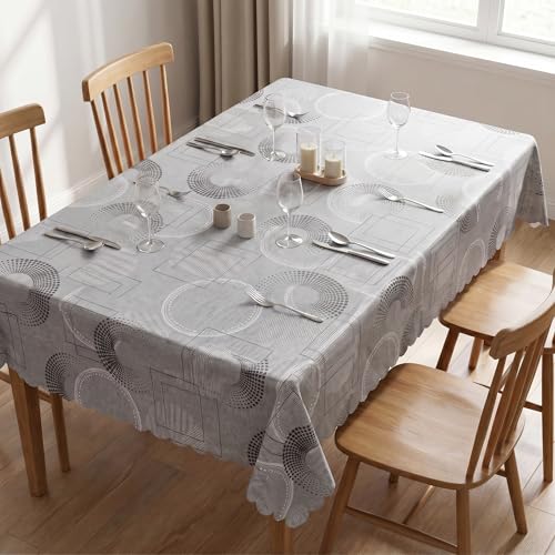 Image of Dakshya Industries PVC Waterproof Dining Table Cover 54x78 Inch for 6 Seater | Floral Printed Washable Oilproof Dustproof Table Cloth for Home Kitchen Dining Table (Opulent Nest)