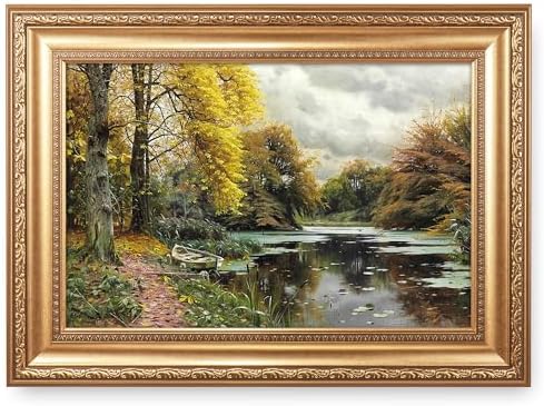 River Landscape 1903 by Peder Mork Monsted Framed Size:22x30 inch...