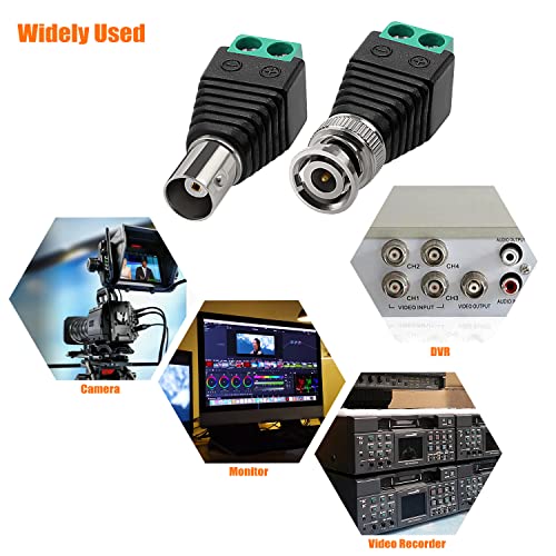 KUOQIY 5 Paar BNC Video Balun Verbinder, Koax Cat5 Cat6 Auf Stecker Schraubklemme, Adapter Terminalblock Lötfreie Buchse, für CCTV-Überwachungskamera, DVR, TV, Video