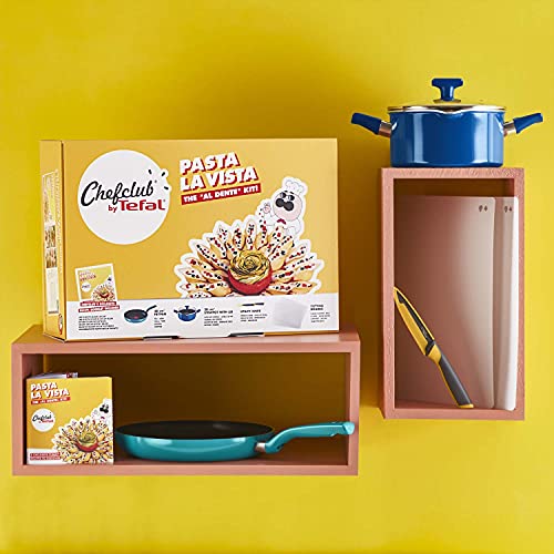 Tefal G804S4 Chefclub Pasta La Vista Kochgeschirr-Set | Titanium Antihaftversiegelung | Thermo-Signal Temperaturanzeiger | unbedenkliches Kochen | einfache Reinigung | induktionsgeeignet | blau/grün