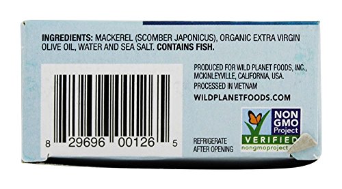 Wild Planet Mackerel Wild Fillet Extra Virgin Olive Oil, 4.40 Oz #TOP3