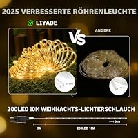 Liyade LED Lichtschlauch Auße, 10m 200LED,Warmweiß, Fernbedienung,Timer – Ansicht 2