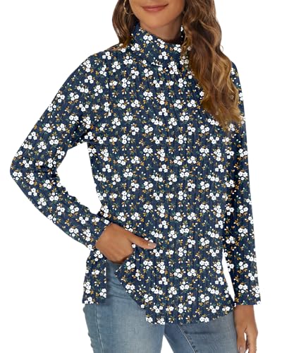 Image of Women Sweaters Turtleneck Long Sleeve Tunic Tops Fall Lightweight Pullover Sweater