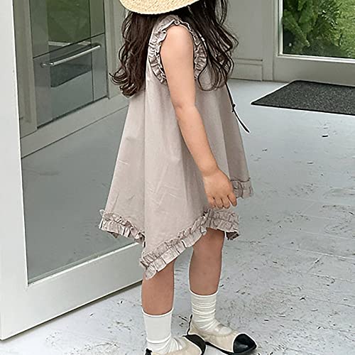 Generic Girl's Sleeveless Casual Sundress Holiday Irregular Princess Dress Dress Kids Girl Summer Holiday Outdoor Dress3