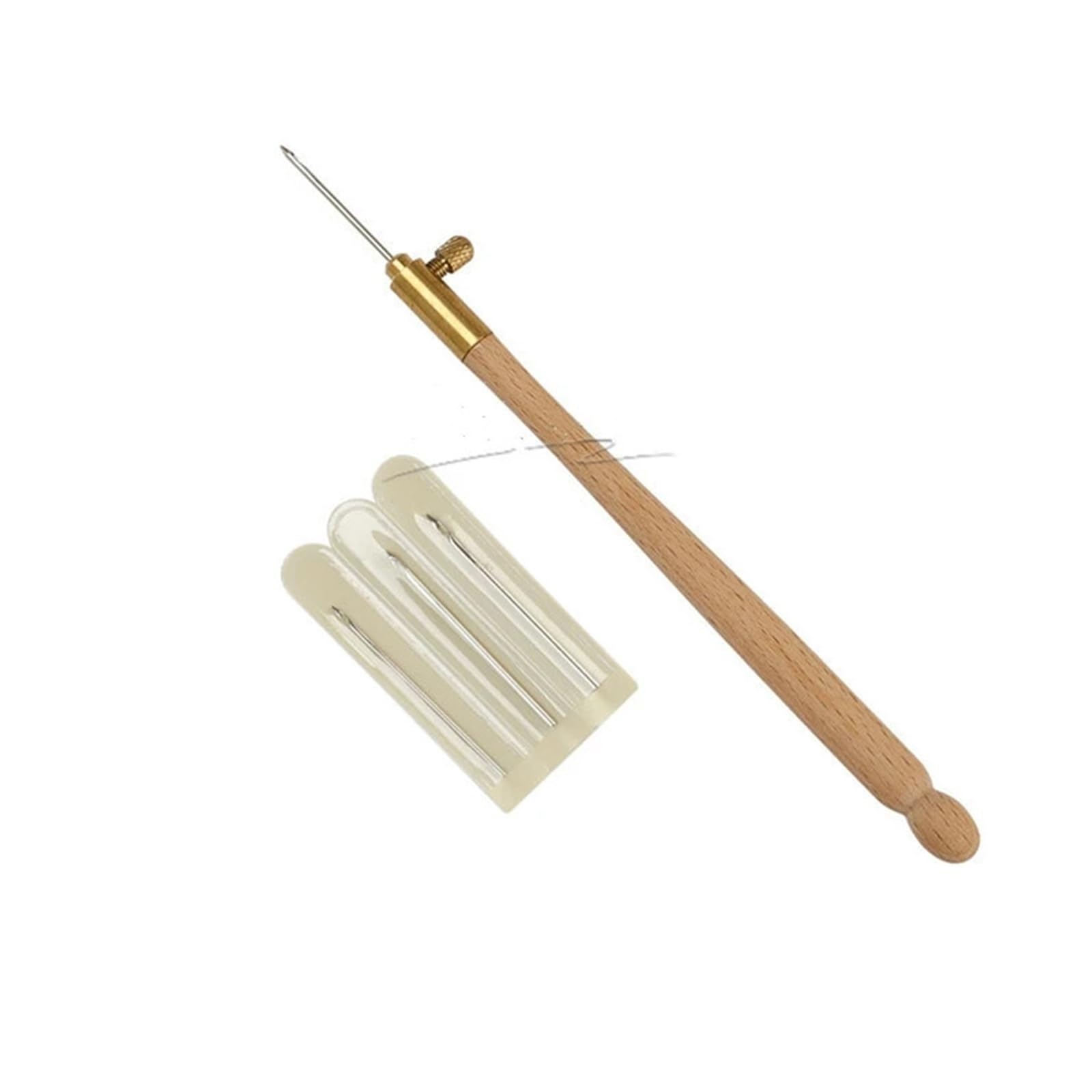 HEXHUASR Embroidery Needle Tambour Crochet Hook Luneville Hook Handle with 3 Needles Set S Couture Luneville Glitter Bead Embroidery Tool(A)