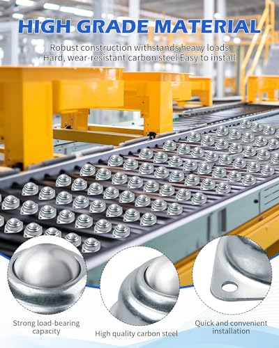 32Pcs Roller Ball Transfer Bearing, 1 Inch Carbon Steel Ball Casters, Mounted Round Balls Transfer Unit Universal for Conveyor, Roller Stand, Furniture, Transmission, Trolley Screw