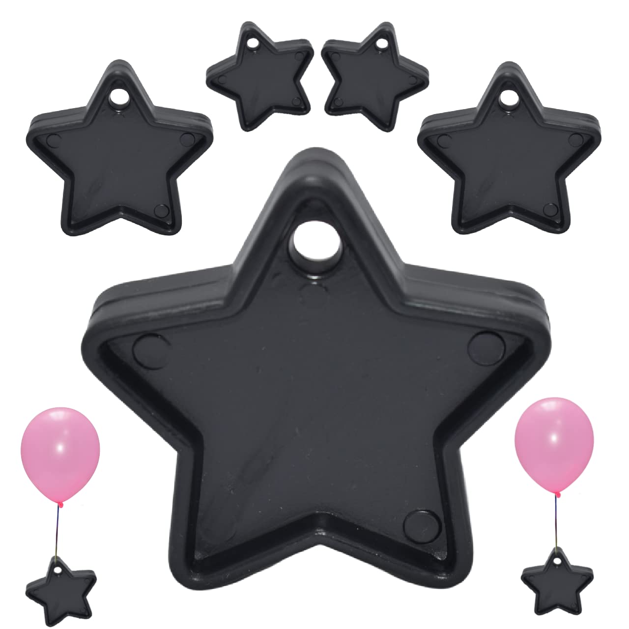 Colorful Helium Balloon Weights Star Shaped Balloon Weights Plastic Balloon Pack of 5,10 and 25 Weights for Balloons Birthday Wedding Party Decorations Supplies (Black, 25)