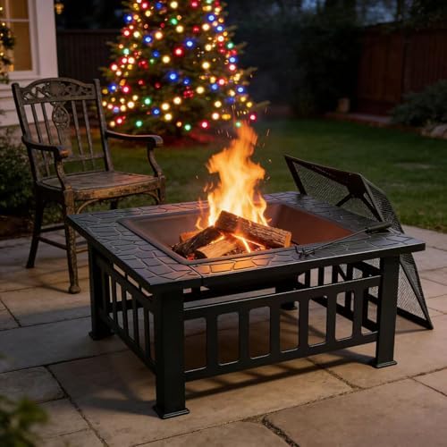 Image showing the included BBQ grill shelf placed on the fire pit.