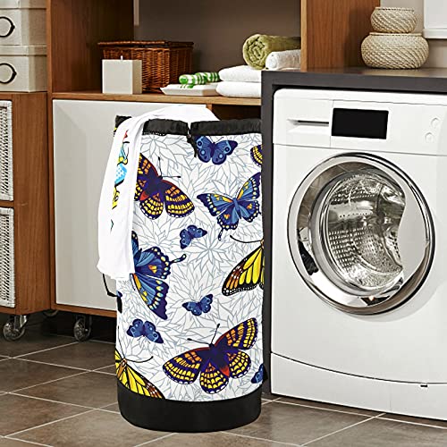 Butterflies Laundry Bag Heavy Duty Laundry Backpack With Shoulder Straps And Handles Travel Laundry Bag With Drawstring Closure Dirty Clothes Organizer For Garment Home Laundromat Dorm #TOP6